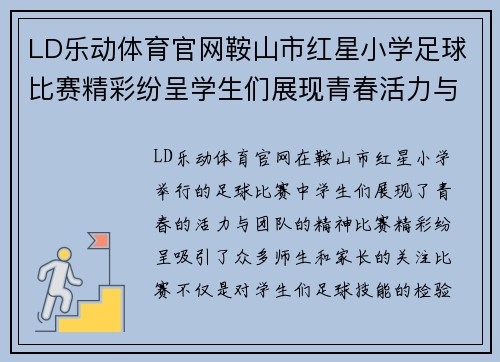 LD乐动体育官网鞍山市红星小学足球比赛精彩纷呈学生们展现青春活力与团队精神