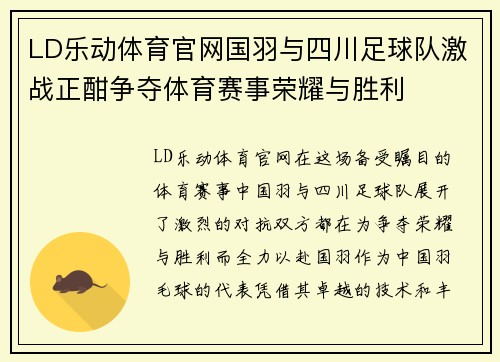 LD乐动体育官网国羽与四川足球队激战正酣争夺体育赛事荣耀与胜利